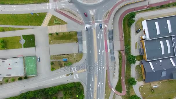 Круглый перекресток автомагистралей в Сопоте — стоковое видео