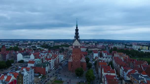 Avond in Elblag stad — Stockvideo