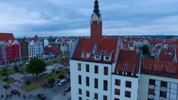 Evening in Elblag town — Stock Video