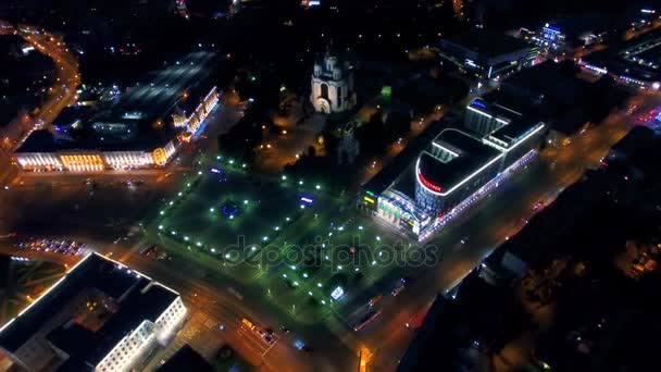 Praça da Vitória da Noite em Kaliningrado — Vídeo de Stock