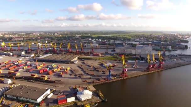Port of Kaliningrad, top view — Stock Video