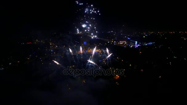 Fireworks over the city — Stock Video