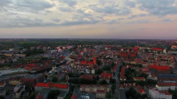 Ciudad vieja de Gdansk, vista superior — Vídeo de stock