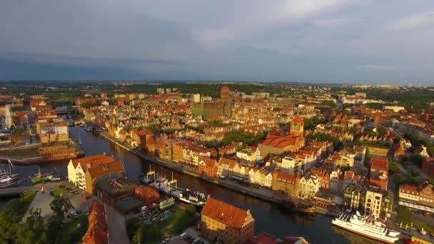 Stare Miasto Gdańska, widok z góry — Wideo stockowe