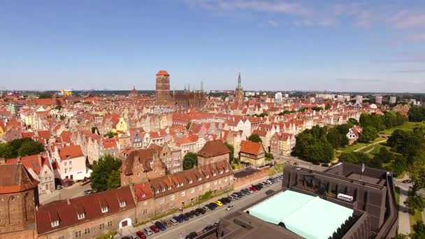 Eski şehir Gdansk, en iyi manzara. — Stok video