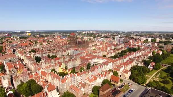 Ciudad vieja de Gdansk, vista superior — Vídeos de Stock