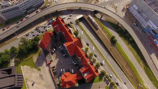 Regierungsgebäude von Danzig, Ansicht von oben — Stockvideo