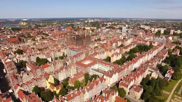 Ciudad vieja de Gdansk, vista superior — Vídeos de Stock