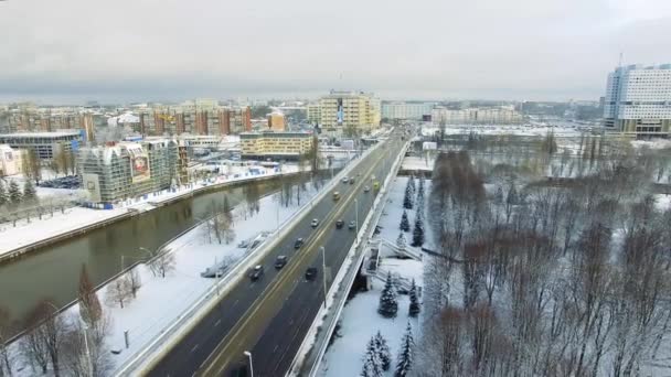 Kaliningrado, ciudad cubierta de nieve — Vídeos de Stock