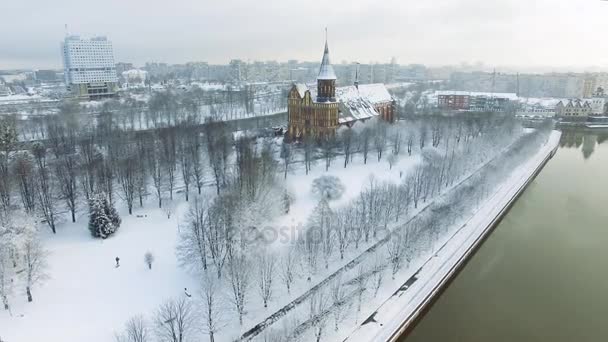 Catedral no inverno, Kaliningrado — Vídeo de Stock