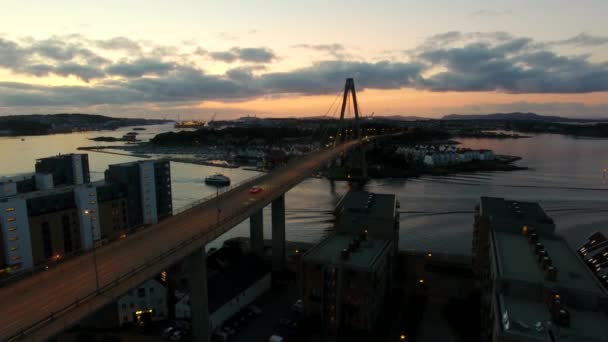 Vista dall'alto del ponte a Stavanger — Video Stock
