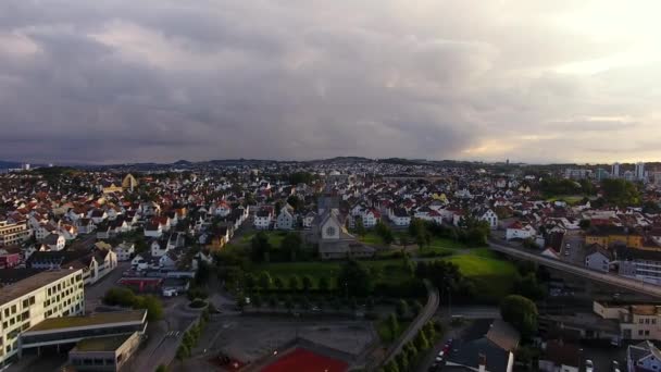 St. Johannes Church of Stavanger, üstten görünüm — Stok video