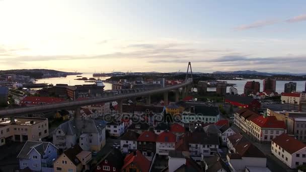 Top view of the bridge of Stavanger — Stock Video