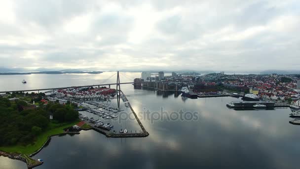 The bay of Stavanger, top view — Stock Video