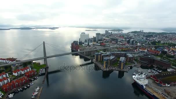 De baai van Stavanger, bovenaanzicht — Stockvideo