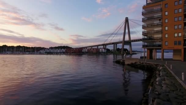 Bird-eye view of the Stavanger City Bridge — Stock Video