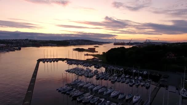 Yacht nella baia di Stavanger, vista aerea — Video Stock