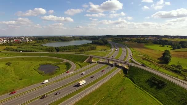 Gdańsk obwodu drogowego, widok z góry — Wideo stockowe