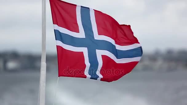 La bandera noruega — Vídeo de stock