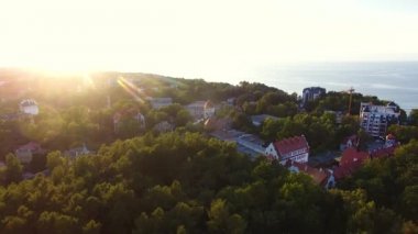 Svetlogorsk resort şehrin havadan görünümü