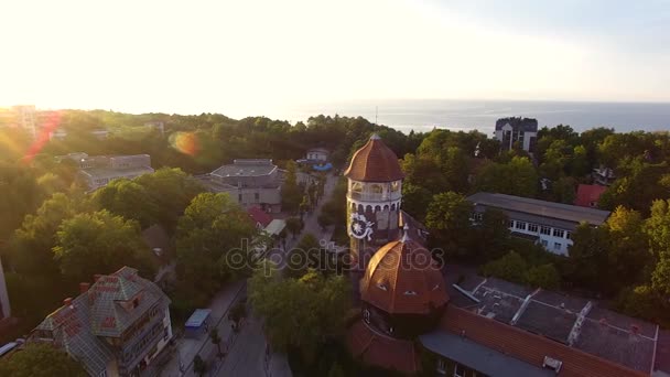 Aerial view of Svetlogorsk resort town — Stock Video