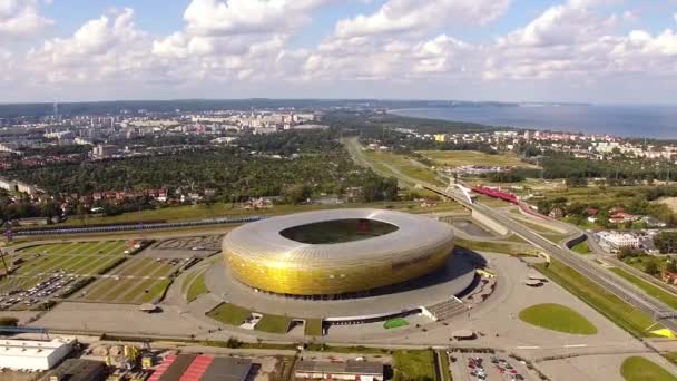Stadion w Gdańsku, widok z góry — Wideo stockowe