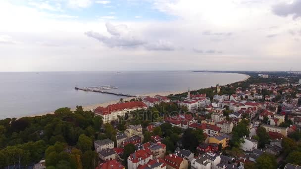 Panoramę miasta Sopotu, zobacz z góry — Wideo stockowe