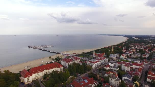 Panoramę miasta Sopotu, zobacz z góry — Wideo stockowe