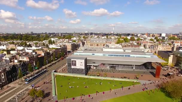 阿姆斯特丹博物馆广场，从上面的视图 — 图库视频影像