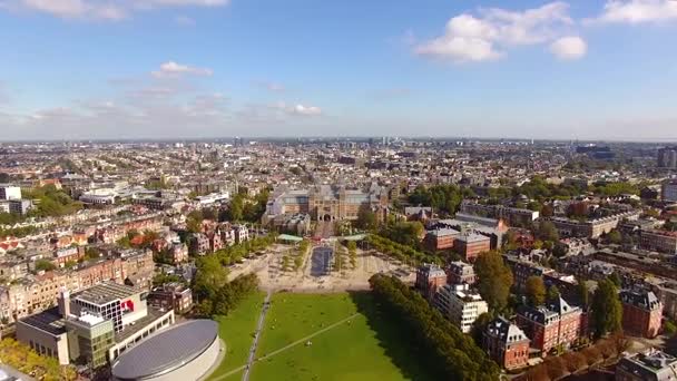 Museum square i Amsterdam, vy från ovan — Stockvideo