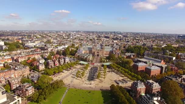 Museum square i Amsterdam, vy från ovan — Stockvideo