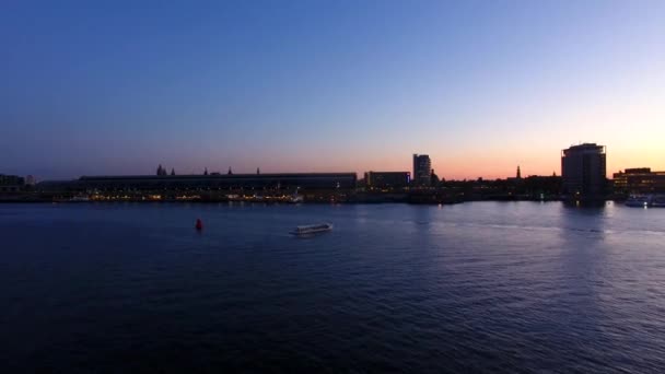 Noche Amsterdam, vista desde arriba — Vídeos de Stock