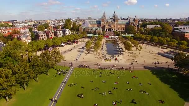 Plaza del Museo de Ámsterdam, vista desde arriba — Vídeo de stock