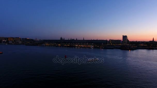 Noche Amsterdam, vista desde arriba — Vídeos de Stock