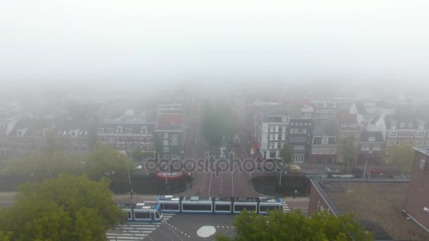 Foggy Amsterdam, vista desde arriba — Vídeos de Stock