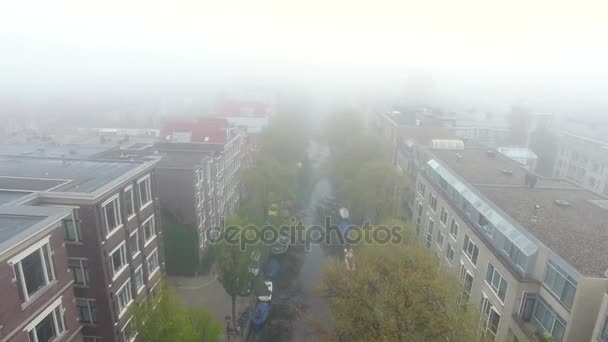 Mistige Amsterdam, Bekijk van bovenaf — Stockvideo