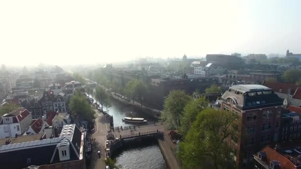 Foggy Amsterdam, vista desde arriba — Vídeo de stock