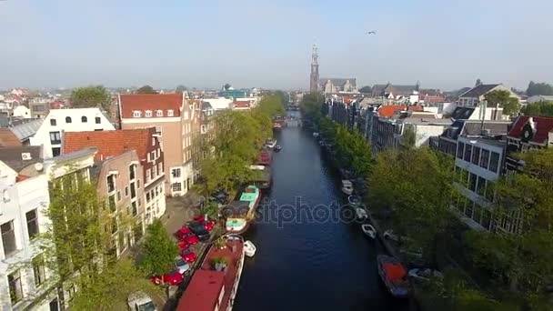 Foggy Amsterdam, vista desde arriba — Vídeos de Stock