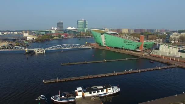 Vista aérea da baía de Amesterdão — Vídeo de Stock