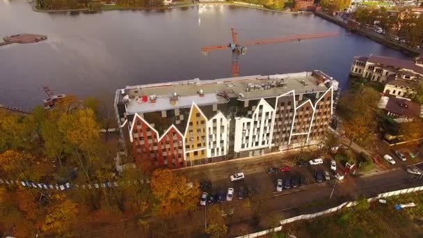 Вид с воздуха на отель Mercure, Калининград — стоковое видео