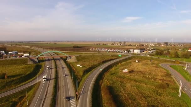 The road junction, top view — Stock Video