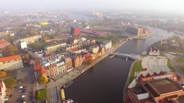 Staré město Gdaňsk, pohled shora — Stock video