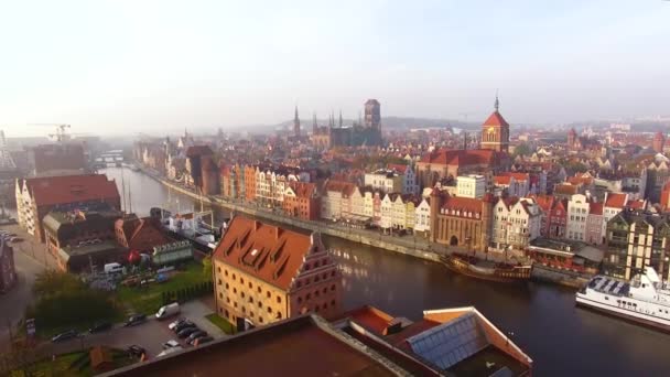 Stare miasto w Gdańsku, widok z góry — Wideo stockowe