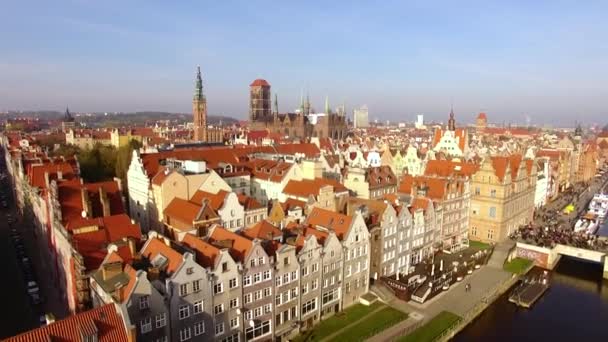 Óváros Gdansk, felülnézet — Stock videók