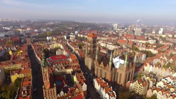 Cidade velha de Gdansk, vista superior — Vídeo de Stock