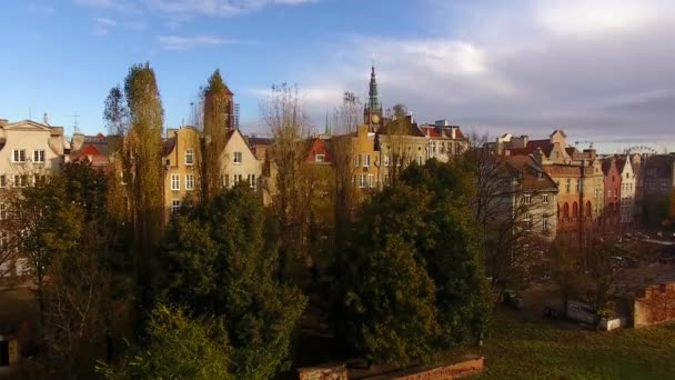 The old town of Gdansk, top view — Stock Video