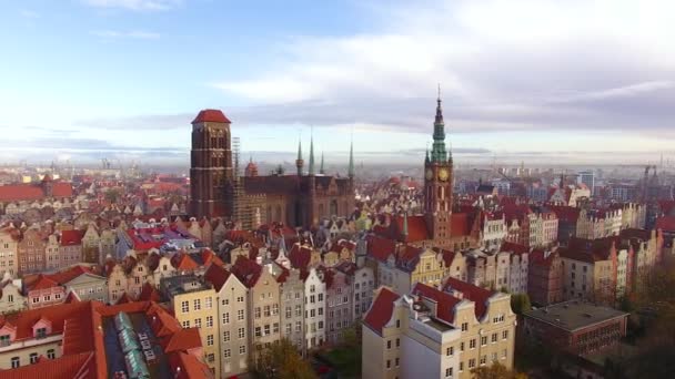 La vieille ville de Gdansk, vue panoramique — Video