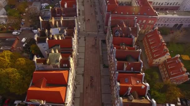 Na starym mieście w Gdańsku, widok z góry — Wideo stockowe