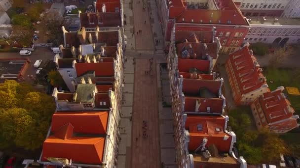 Gamla stan i Gdansk, ovanifrån — Stockvideo