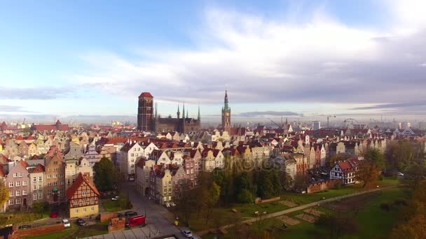 La vieille ville de Gdansk, vue panoramique — Video